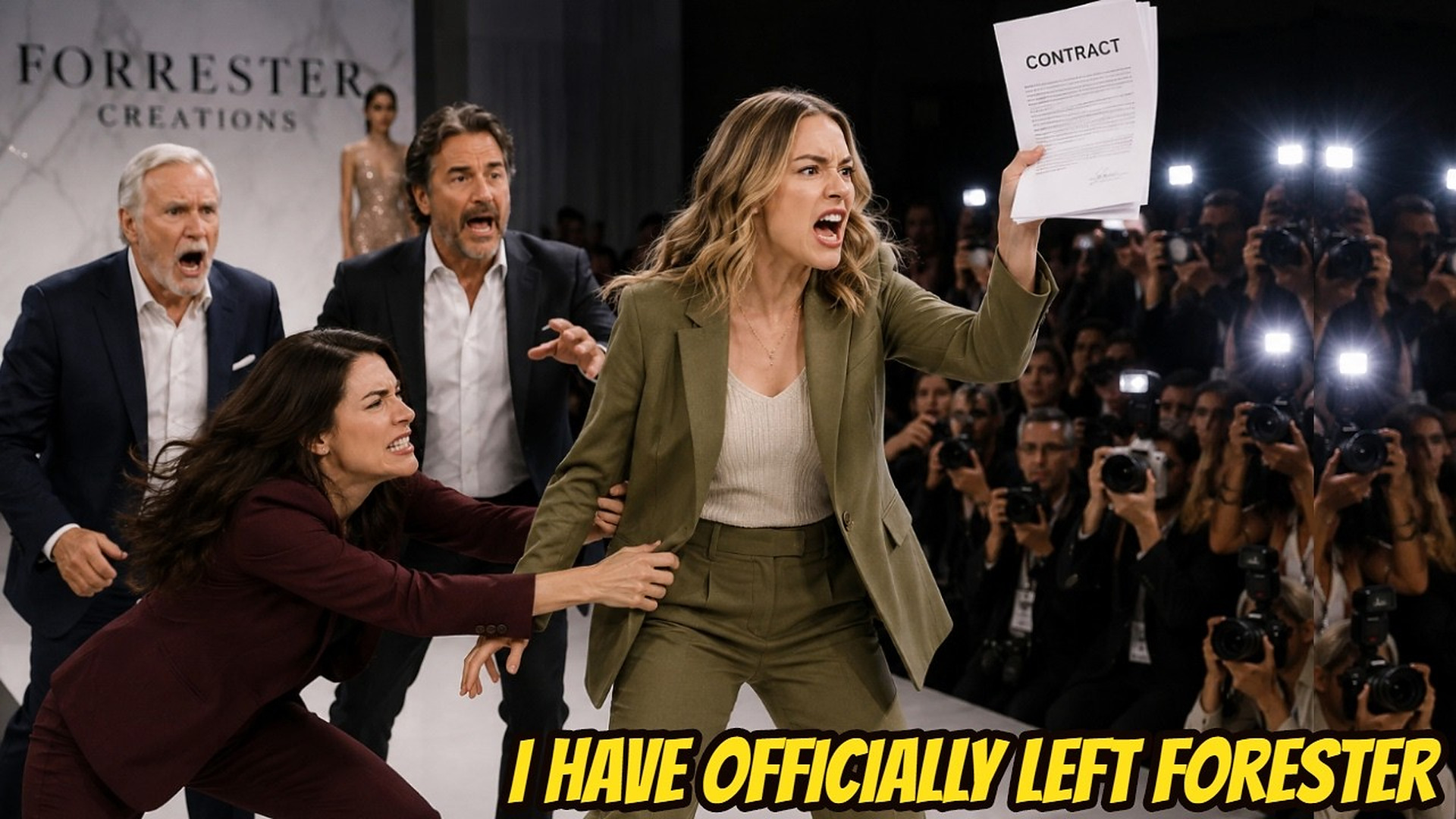 Hope announced that she had officially left Forrester to join Logan right on Eric's runway B&B
