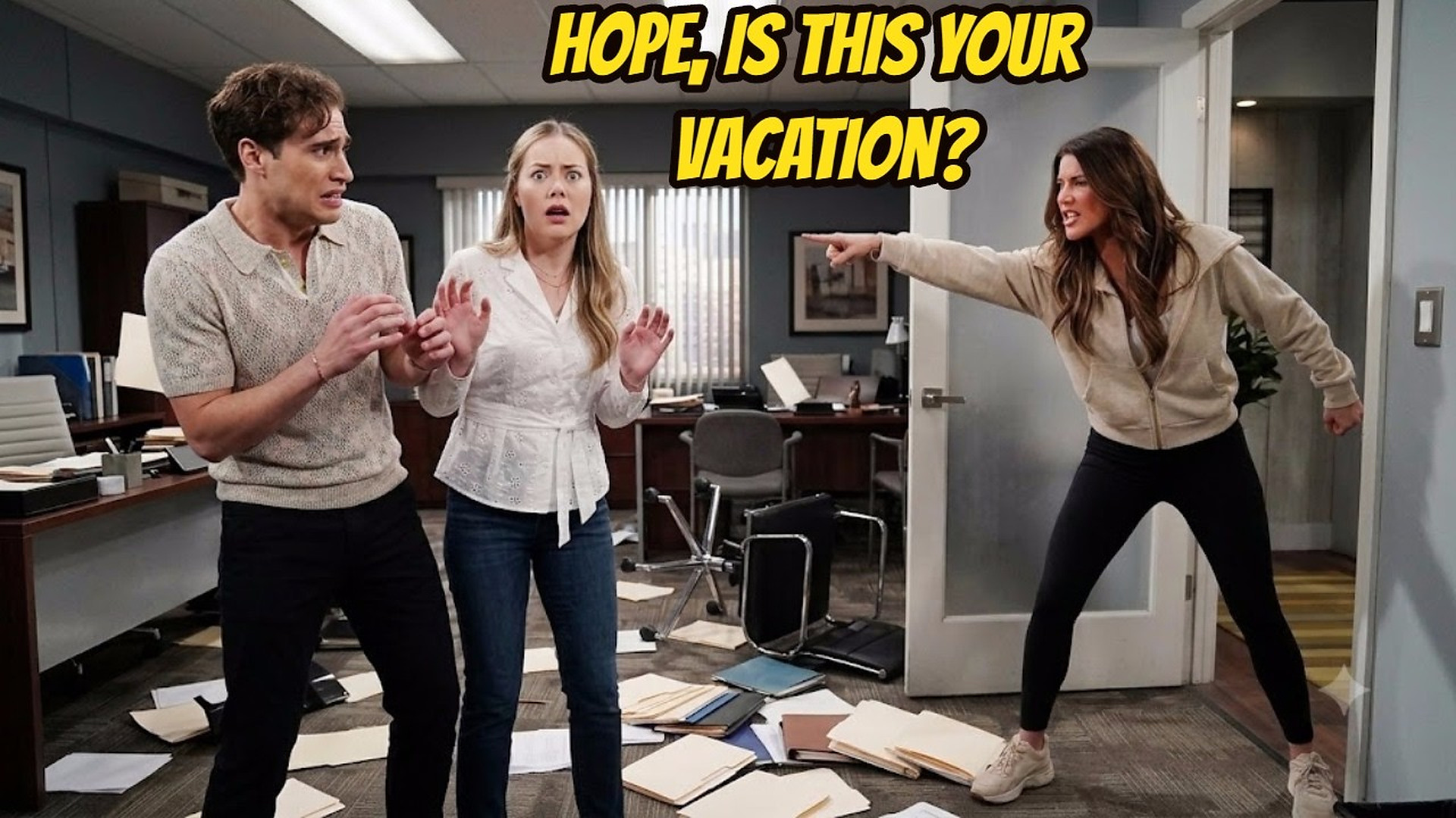 Hope, is this your vacation? Steffy angrily caught Hope working at Logan after following her B&B