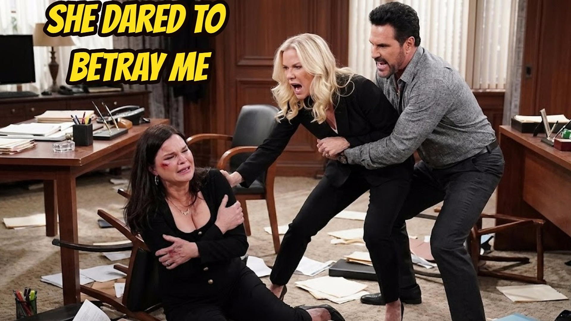 Bill's rage and Brooke's slap left Katie injured The Bold and The Beautiful Spoilers