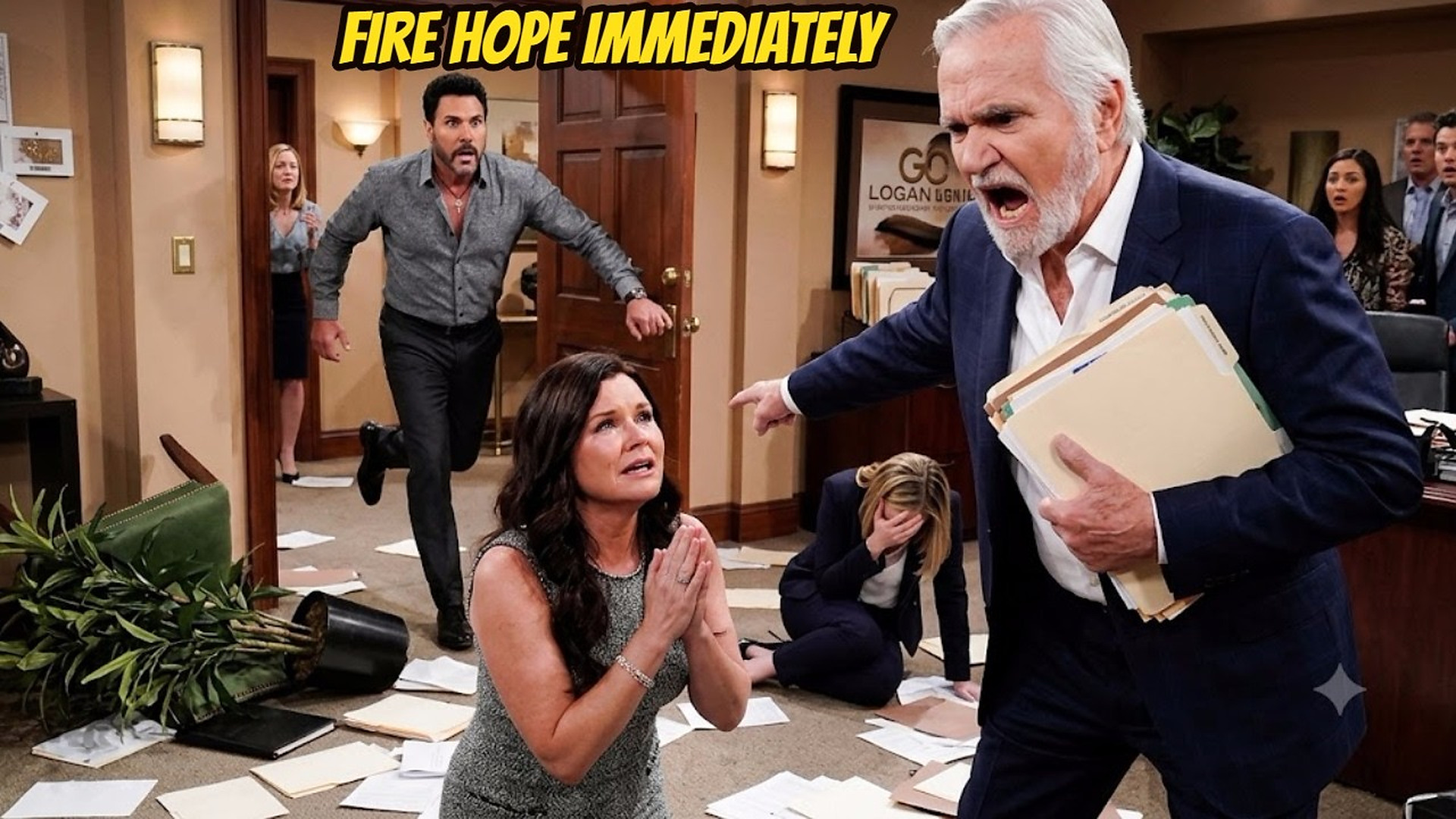 Eric issued an ultimatum: either Katie fire Hope immediately, or he would sue Logan and bankrupt him