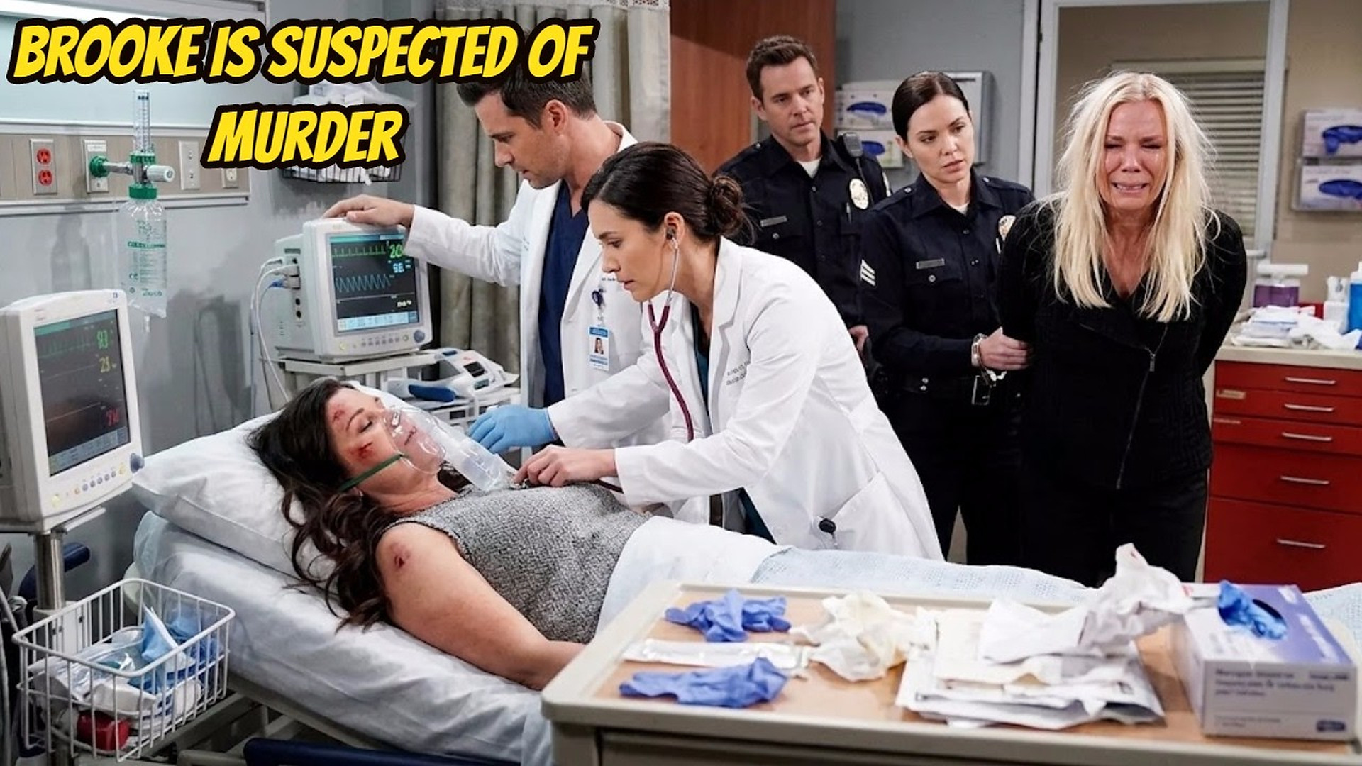 Katie's sudden heart attack leads to Brooke being suspected of murder The Bold and The Beautiful