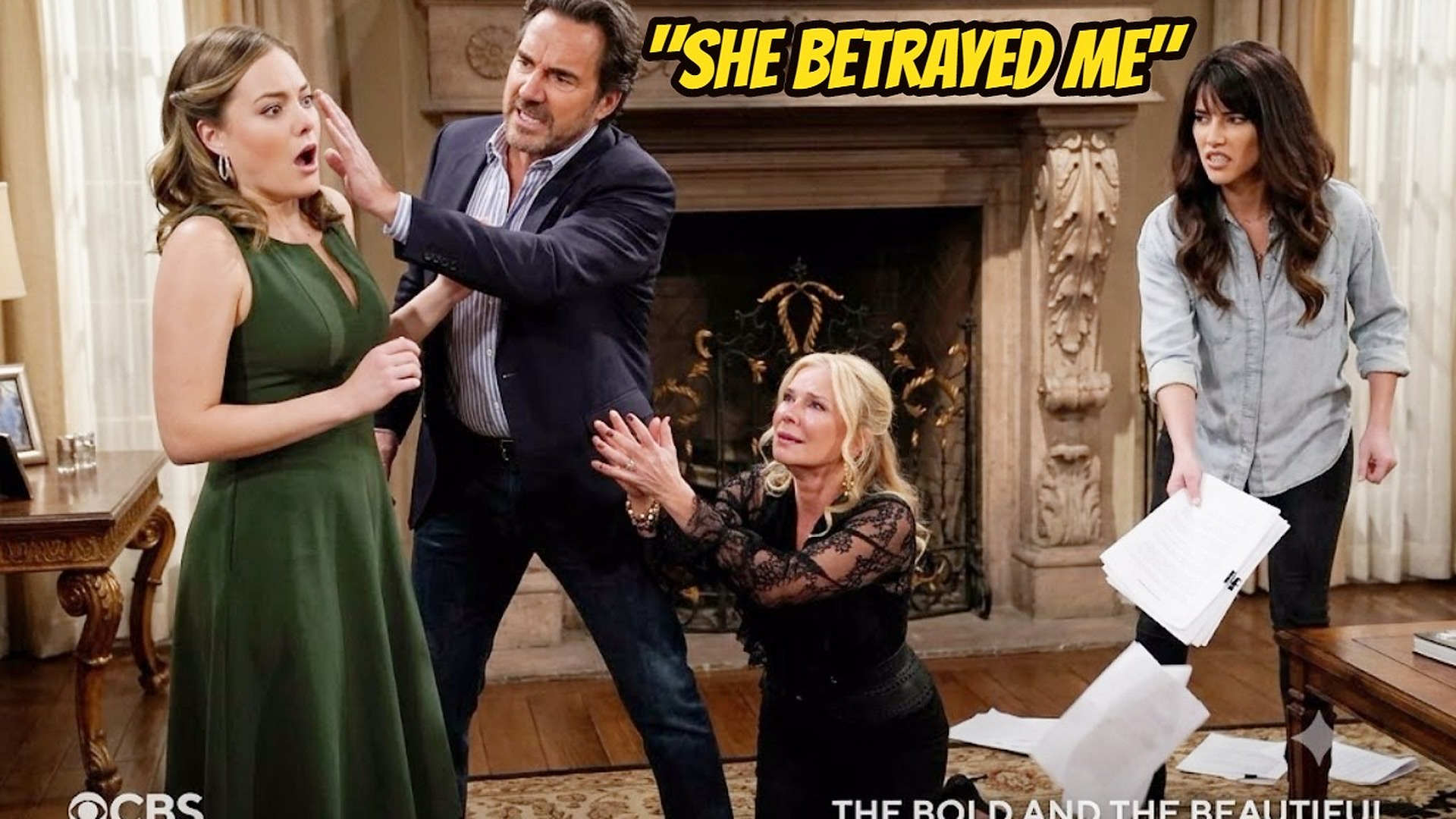 Brooke knelt and begged Ridge to spare Hope when the contract with Katie was exposed B&B Spoilers